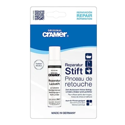 Afbeelding van Cramer Lakstift zuiver wit 002 email, keramiek, acryl sanitaire lak voor badkuipen, wastafels, tegels