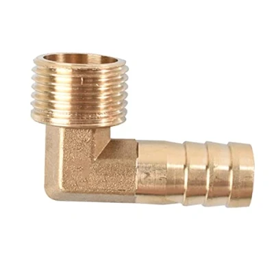 Afbeelding van HATOOLHA® Messing elleboog montage, 90 graden weerhaak slang montage adapter, 1/2&quot; BSP NPT mannelijke draad x 19mm