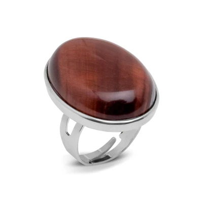 Afbeelding van Zentana Rode Tijgeroog Ring Cabochon Edelsteen Doelgerichtheid