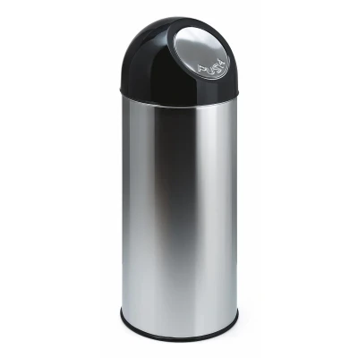 Afbeelding van Prullenbak 55ltr pushdeksel en binnemmer RVS/zwart