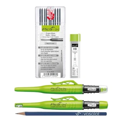 Afbeelding van Pica Marker Set Fine Dry 0,9 + 10 stuks reservevullingen grafiet 2B multi use 24 vullingen HB