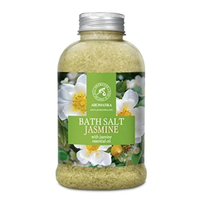 Afbeelding van Zeebadzout jasmijn 600g bad zeezout met etherische olie aromatherapie lichaamsverzorging goede slaap baden ontspanning goed humeur badadditief bloemige badgeur
