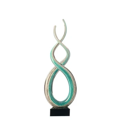 Afbeelding van Leonardo Rotate, sculptuur van glas in extravagante stijl, turkoois, handgemaakt, gebogen glazen sculptuur, uniek, hoogte: 38,5 cm 064114, 1 stuk