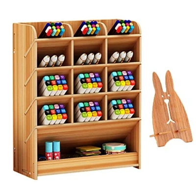 Afbeelding van Houten bureau organizer Multifunctioneel bureaublad briefpapier Pennenhouder Doos voor thuiskantoor Schoolbenodigdheden Opbergrek met lade (Kers b12)