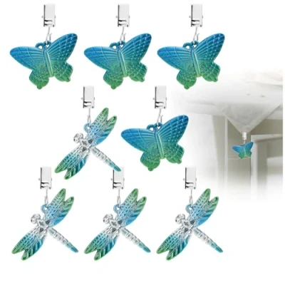 Afbeelding van COM FOUR® 8x tafelkleedgewichten in de vorm van libellen en vlinders tafelkleedklemmen ca. 35 g per stuk (blauw + blauw)