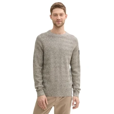 Afbeelding van TOM TAILOR heren trui, 36164 zand taupe navy multicolor, 3XL
