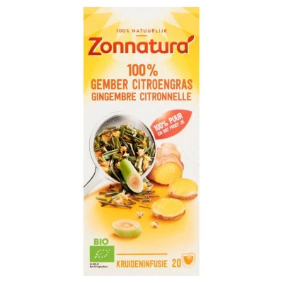 Afbeelding van Zonnatura Gember Citroengras Thee Bio, 20 stuks