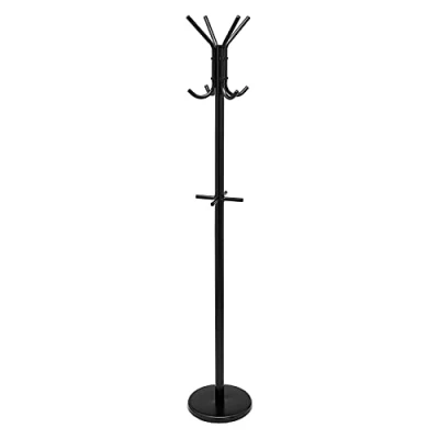 Afbeelding van Amazon Basics Staande kapstok voor hoed en jas, zwart, 32,7 x 176 cm (L B H)