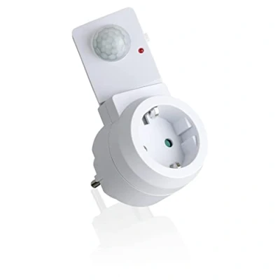 Afbeelding van SEBSON Tussenstekker PIR bewegingsmelder set van 2 draaibare sensor, Schuko stekker 230V, stopcontact programmeerbaar, max. 1000W LED geschikt stekkeradapter