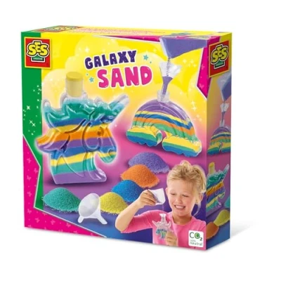 Afbeelding van SES Galaxy zandkunst flesjes unicorn en regenboog eenhoorn 5 heldere kleuren zand inclusief trechter