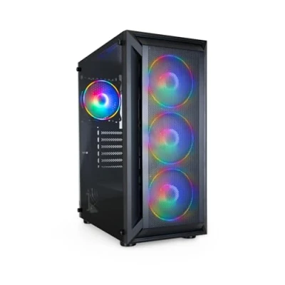 Afbeelding van TOOQ TQGCC101 B RAGNÄROK gaming semmer behuizing ATX/MicroATX/Mini ITX, gehard glas, incl. 4 RGB ventilatoren, zwart
