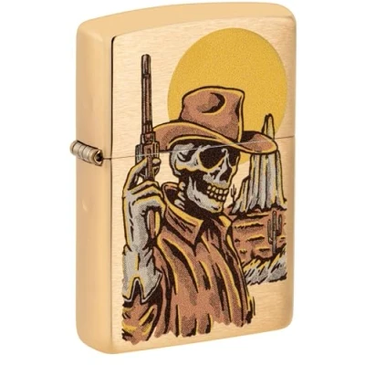 Afbeelding van ZIPPO Wild West Skeleton Messing geborsteld Color 60006579 Cowboy Skull Original aansteker