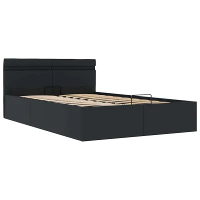 Afbeelding van vidaXL Bedframe met opslag hydraulisch LED kunstleer zwart 140x200 cm