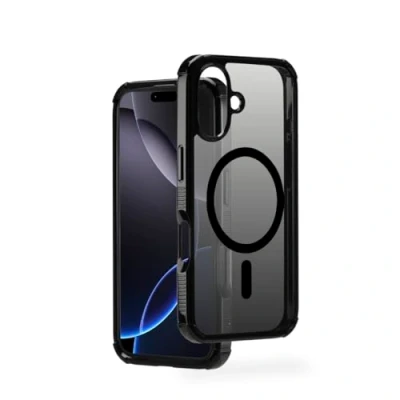 Afbeelding van Hama Telefoonhoes Extreme Protect voor iPhone 16 en MagSafe (D3O Bumper, schokbestendig, valbestendig, onbreekbaar, magnetische hoes inductief opladen, kleurverloop), zwart