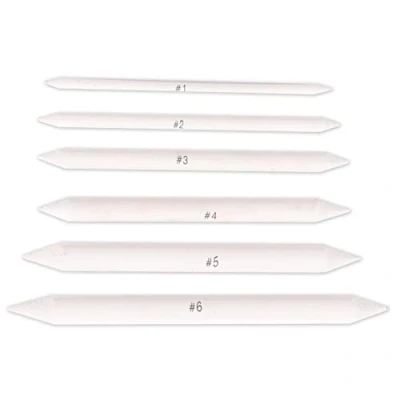 Afbeelding van Vaessen Creative 1009 019 Papierwisser, blender pen, stomp, schetsen, 3D tekenen, dubbele kop, 6 stuks, verschillende maten, wit, eenheidsmaat