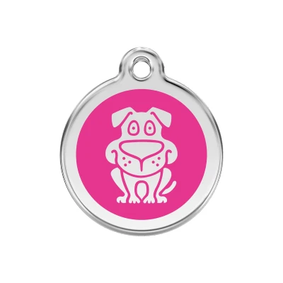 Afbeelding van Dog Hot Pink roestvrijstalen hondenpenning medium/gemiddeld dia. 3 cm RedDingo