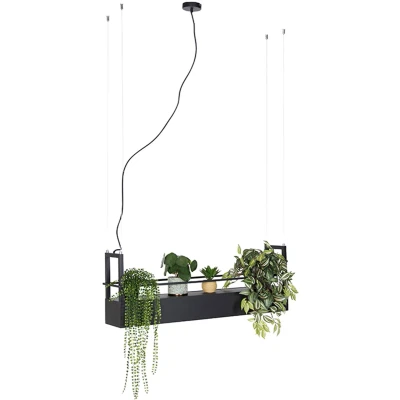 Afbeelding van QAZQA Industriële hanglamp zwart met rek 4 lichts GU10 Cage Rack