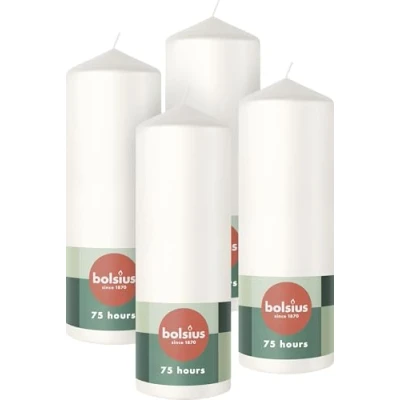Afbeelding van Bolsius Gladde Stompkaarsen 20cm 4 stuks Wit