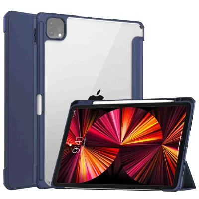 Afbeelding van Apple iPad Pro 11 (2022) Hoes: iMoshion Trifold Hardcase Bookcase Shockproof/Valbescherming Hardcase,Bookcase Donkerblauw Kunststof Tablet