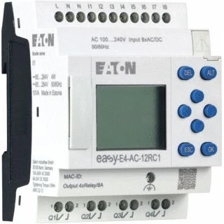 Afbeelding van Eaton easy e4 ac 12rc1 100 240 v 110 220 dc 8di 4dq relais met display schroefaansluiting 197215