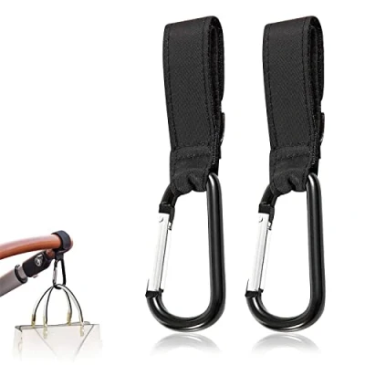 Afbeelding van 2 stuks haken voor kinderwagen, robuuste universele pasvorm, kinderwagens het ophangen van tas, rugzak en tassen (zwart)