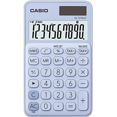 Afbeelding van Casio SL 310UC LB Zakrekenmachine Lichtblauw Aantal displayposities: 10 werkt op zonne energie, batterijen (b x h d) 70 8 118 mm