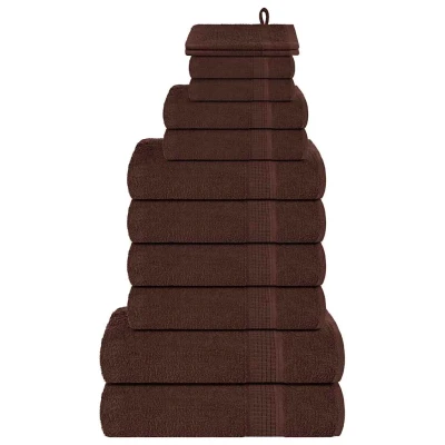 Afbeelding van VidaXL 12 delige handdoekenset 360 g/m² 100% katoen bruin
