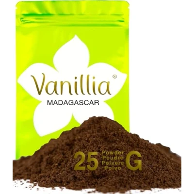 Afbeelding van Vanillia 25g vanille in poedervorm van &quot;La Diva&quot; 100% uit hele vanilleverhalen hersluitbare en milieuvriendelijke ritszak Ontdek een goddelijke bruiloft.