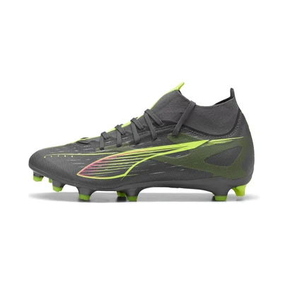 Afbeelding van Puma Ultra 5 Match Voetbalschoenen met kunststof noppen, Dames, Maat: 36, Matte aged silver/yellow alert Kunststof/ textiel