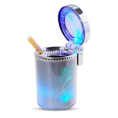 Afbeelding van Kytpyi Asbak, asbak met deksel geurbestendig, kleurrijke verlichting creatieve led licht en afneembare standaard, draagbare zelfblusasbak 2 sigarettengaten, voor buiten