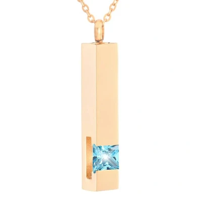 Afbeelding van Luxe Ashanger Met Ketting Assieraad Rosegoudkleurig Aqua Steen As Gedenksieraad Urn Incl. vuller