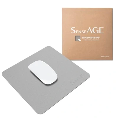 Afbeelding van SenseAGE Slanke muismat voor thuis/kantoor, draagbare computer en laptop, naadloze kleding, antislip basis, compatibel met laser optische muis, 22 x cm (lichtgrijs (met logo))