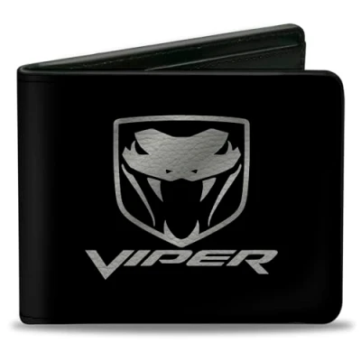 Afbeelding van Gesp Down Unisex&#039;s Portemonnee Dodge Viper Zwart/zilver Logo Bi Fold