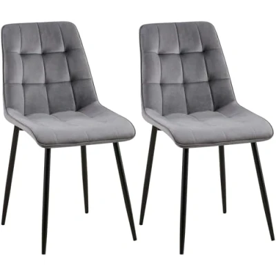 Afbeelding van CLP Gifford Set van 2 eetkamerstoelen klassiek zonder armleuning Velvet fluweel Fluweel/donkergrijs