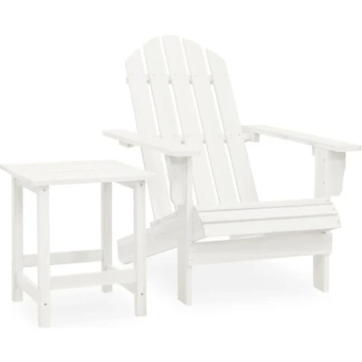 Afbeelding van Tuinstoel Adirondack Met Tafel Massief Vurenhout Grijs 1 / Wit