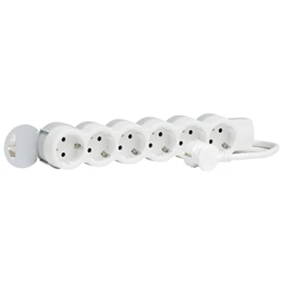 Afbeelding van legrand 695017 Stekkerdoos met 6 stopcontacten, 3500 W, 230 V, wit/grijs