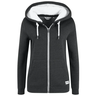 Afbeelding van Oxmo Oxbinja Sweater met rits, Dames, Maat: Small, Dark grey melange