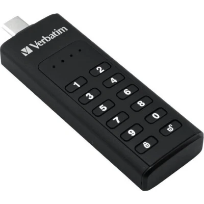 Afbeelding van Verbatim USB 3.2 Stick 32GB, beveiligd, toetsenbord, AES 256 Bit Type A, 160MB/s, (W) 130MB/s, Retail