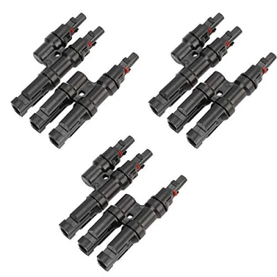 Afbeelding van QitinDasen 3 Pairs Professionele Zonnepaneel Kabel Connector, Solar T Tak Connector MFF/FMM, voor Fotovoltaïsche Systeem Parallel