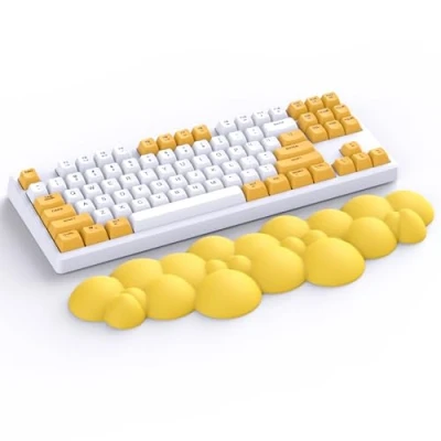 Afbeelding van Cloud Polssteun, Antislip Ergonomische Toetsenbord Bureau Hand Polssteun voor TKL/87 Toetsen/110 Toetsen Gaming Mechanisch Handsteun Geel