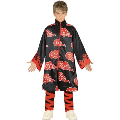 Afbeelding van Guirca Ninja &amp; Samurai Kostuum Akatsuki Jongen Rood, Zwart 10 12 jaar Halloween Verkleedkleding