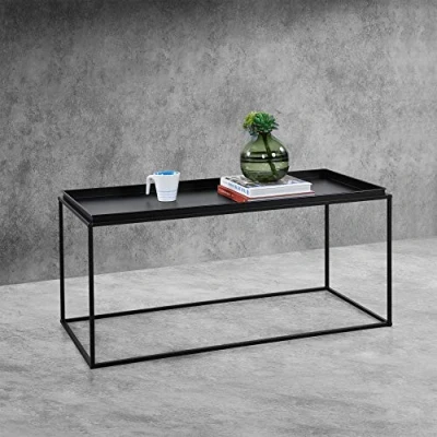 Afbeelding van Salontafel zwart metaal 47x100x50 cm