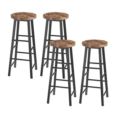 Afbeelding van WOLTU BH130hov 4 barkruk, bistrokruk, barstoel, frame van stevig staal, staafoppervlak MDF, zwart + hout, vintage