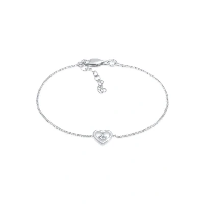 Afbeelding van Elli DIAMONDS Dameshart liefde romantisch minimaal met diamant (0,03 ct) in 925 Sterling Zilver