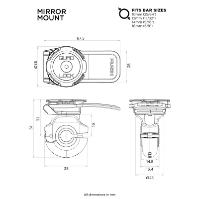 Afbeelding van Quad Lock Mirror Smartphone Mount