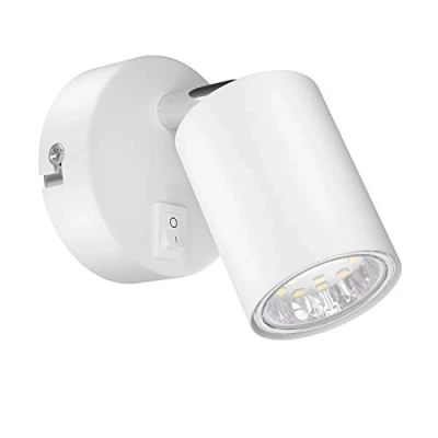 Afbeelding van ledscom.de Wandspot WAIKA, enkelvoudig, met schakelaar, GU10, wit mat, incl. GU10 LED lamp (warm wit, 2,339W, 227lm, 110)