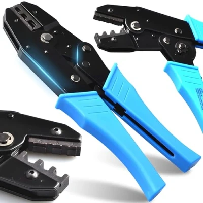 Afbeelding van Retoo krimptang kabelschoenen kabelschoentang voor 2,5 6 mm² kabelschoen tang geïsoleerde zonne kabel adereindhulzen krimpgereedschap staal blauw