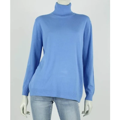 Afbeelding van Dames col trui Roberta jeans blauw fijngebreid maat L/XL koltrui coltrui