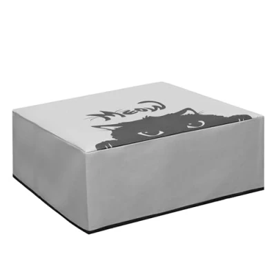 Afbeelding van kwmobile hoes geschikt voor HP DeskJet 4120e / 4155e Beschermhoes printer Cover in grijs zwart Kat Meow design