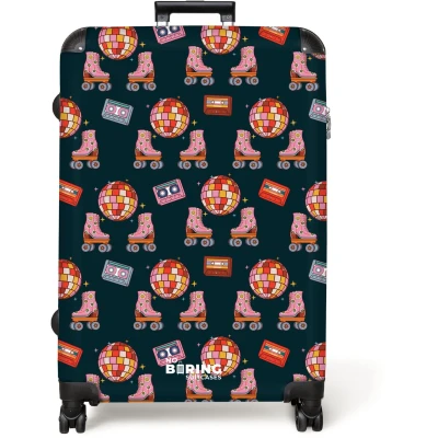 Afbeelding van NoBoringSuitcases.com® Koffer groot Reiskoffer lichtgewicht Retro disco 70s patroon kleurrijk Rolkoffer met 4 wielen Grote trolley XL 98 liter bagage
